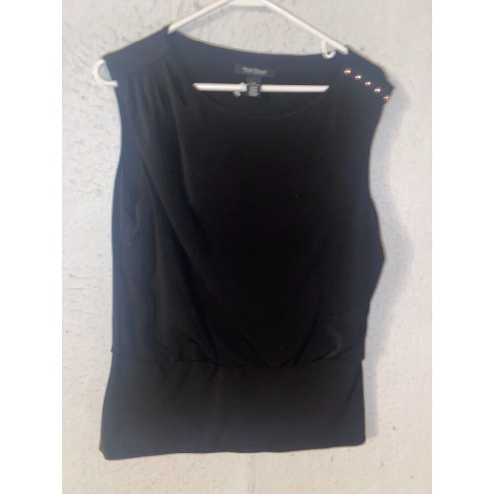 White House Black Market Shirt Womens Medium Black Sleeveless Top Casual Ladies